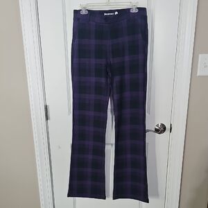 Betabrand Purple and Green Plaid Trousers Large-Long